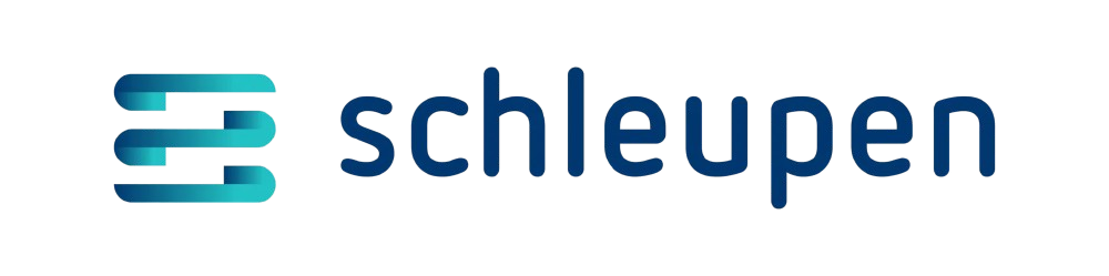 Schleupen logo: gradient blue stacked bar icon to the left and the word schleupen in blue text to the right.